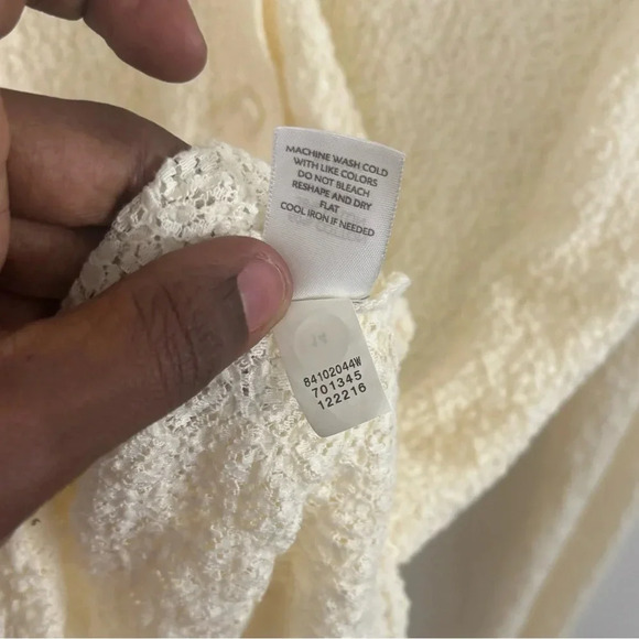 J. Jill stretch women’s 1X ivory crochet lace button down long sleeve blouse - Picture 5 of 5